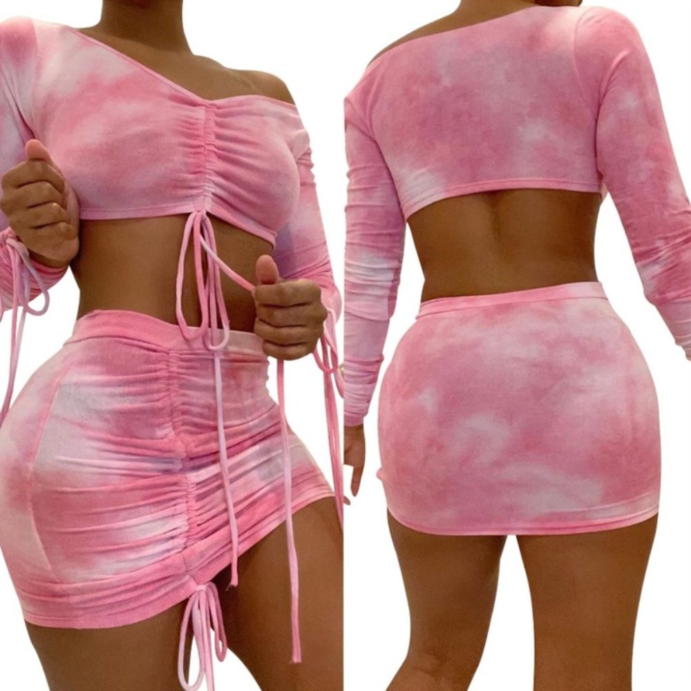 Tie Dye Ruched Two Piece Set